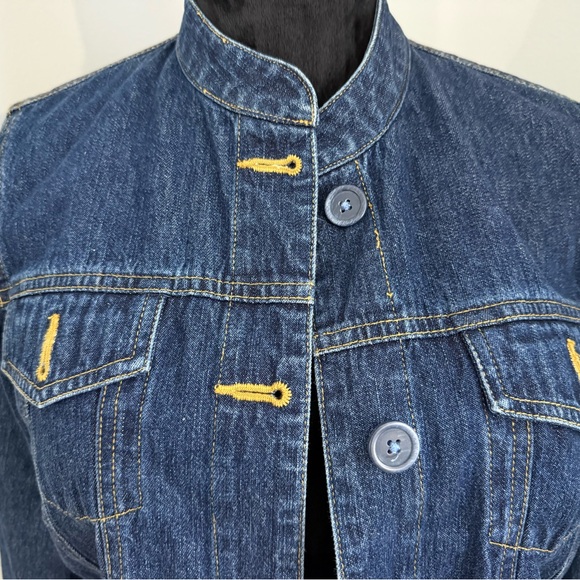 Valerie Stevens Blue and Yellow Jean Jacket Tailored Fit - Picture 3 of 5